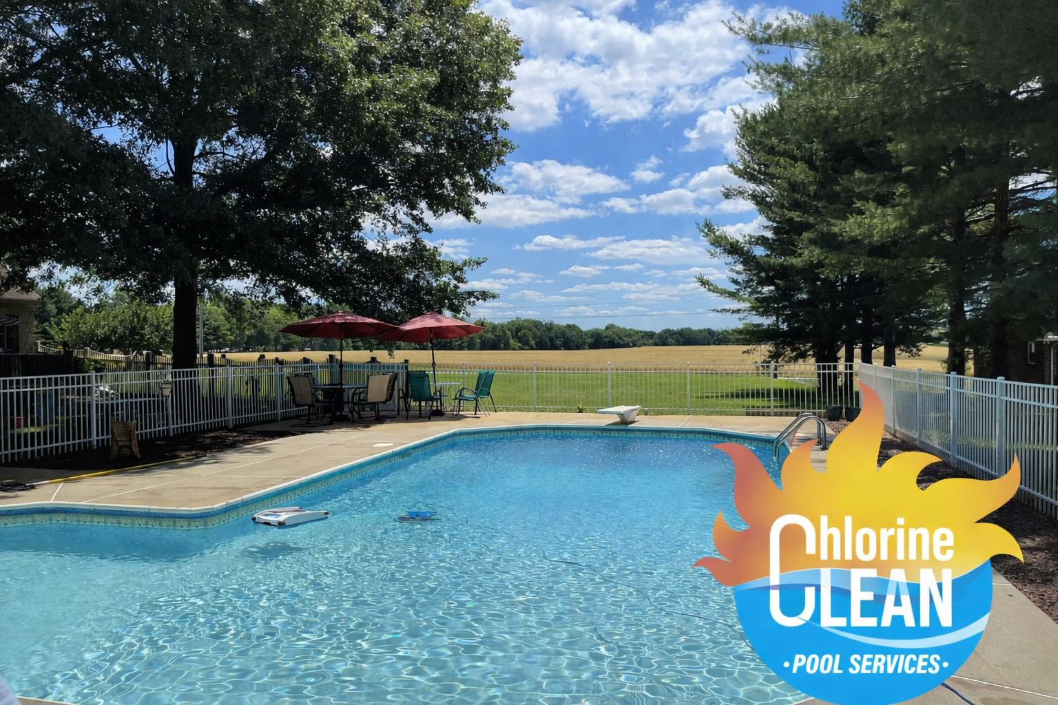 Beautiful crystal clear pool maintained by Chlorine Clean